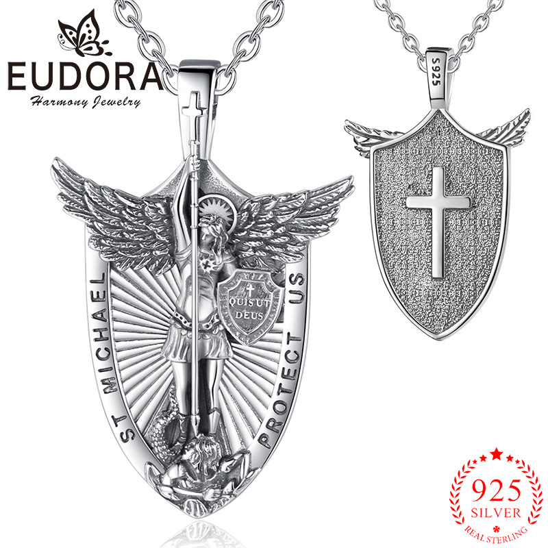 925 Sterling Silver Chain Necklace Men - Eudora 925 Ayar Gümüş Aziz Michael