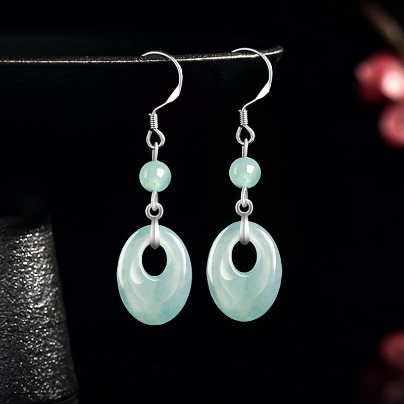 Rings - Myanmar Jadeite Yüzük Küpe 925 Gümüş