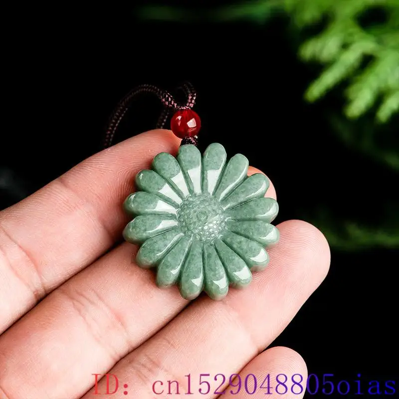 Necklaces - Yeşil Jadeite ayçiçeği kolye kolye muska