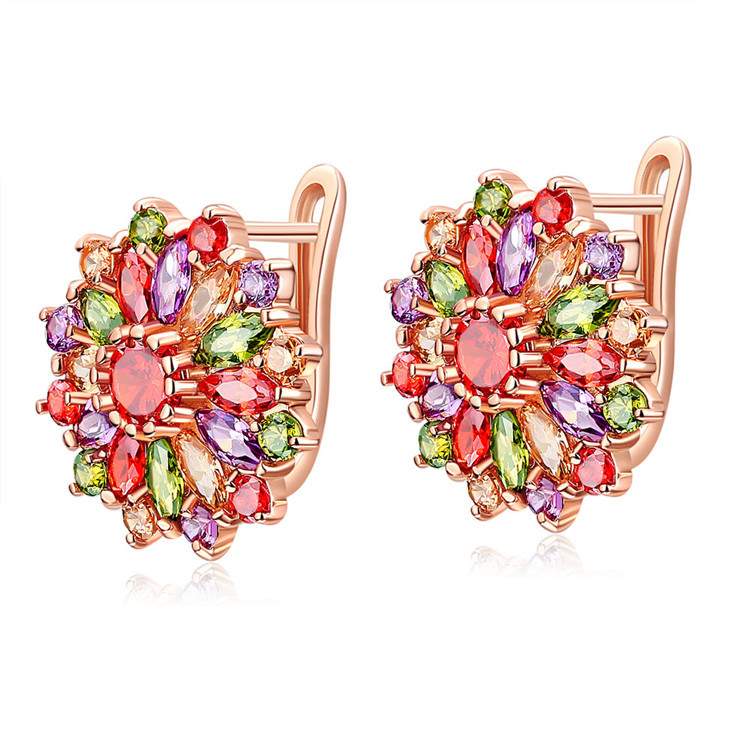 Earrings - Doğal kristal çiçek küpe gerçek takı