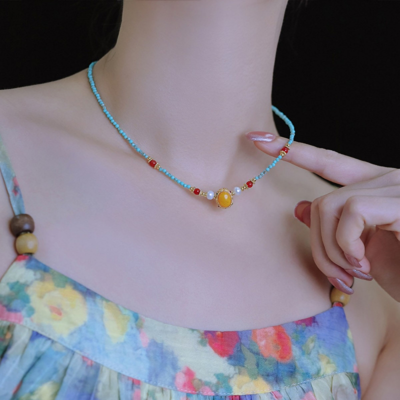 Pearl Choker Necklace Vintage - Yeni Gelen Vintage Mavi Turkuaz ve
