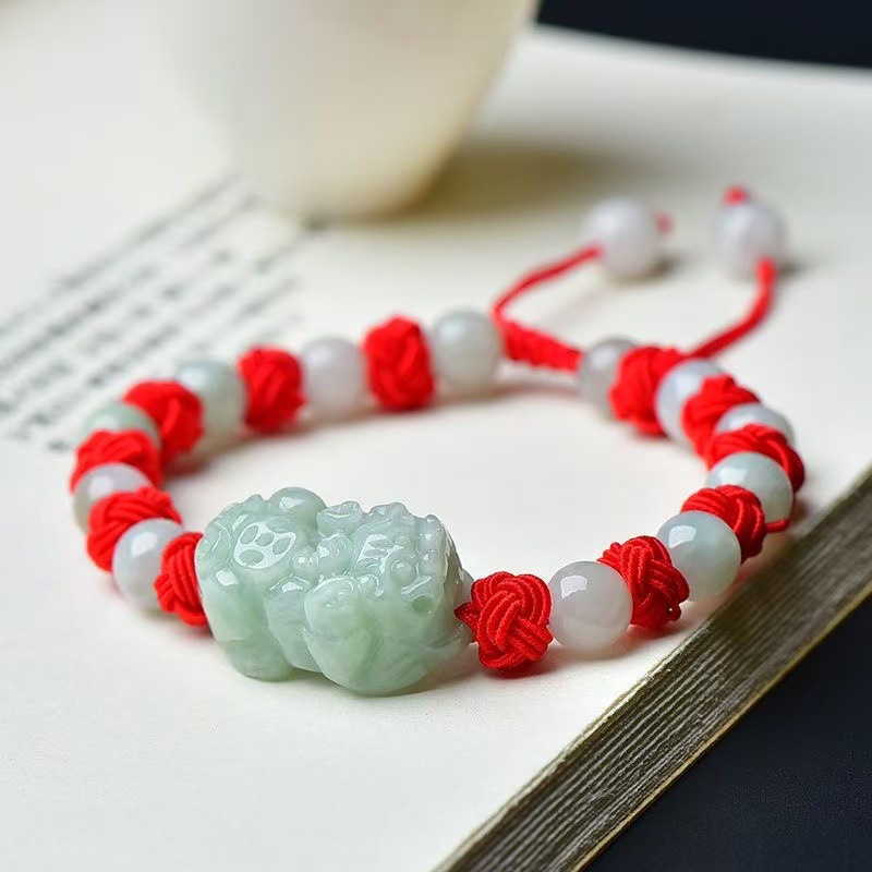 Bracelets - Doğal Birmanya Jadeite Pixiu Bilezik Moda