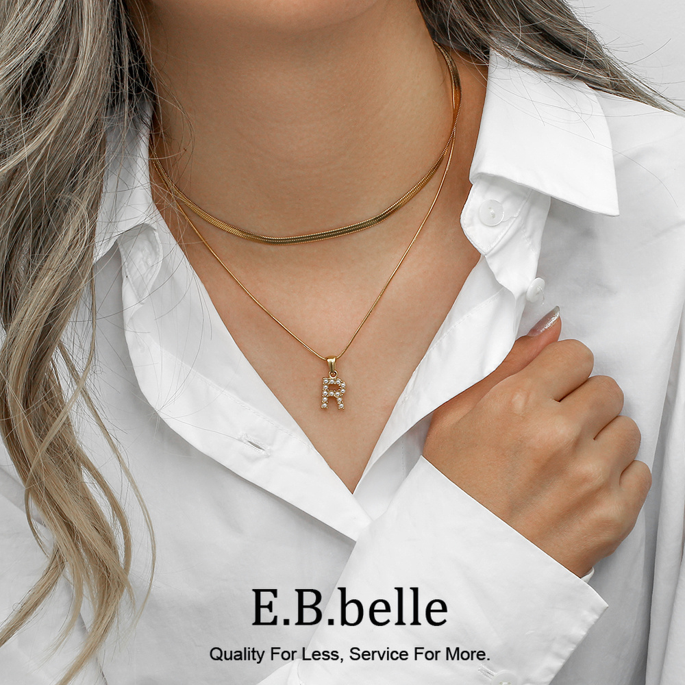 Initial Letter Necklace 18K Gold - E.B.belle paslanmaz çelik 18K altın kaplama