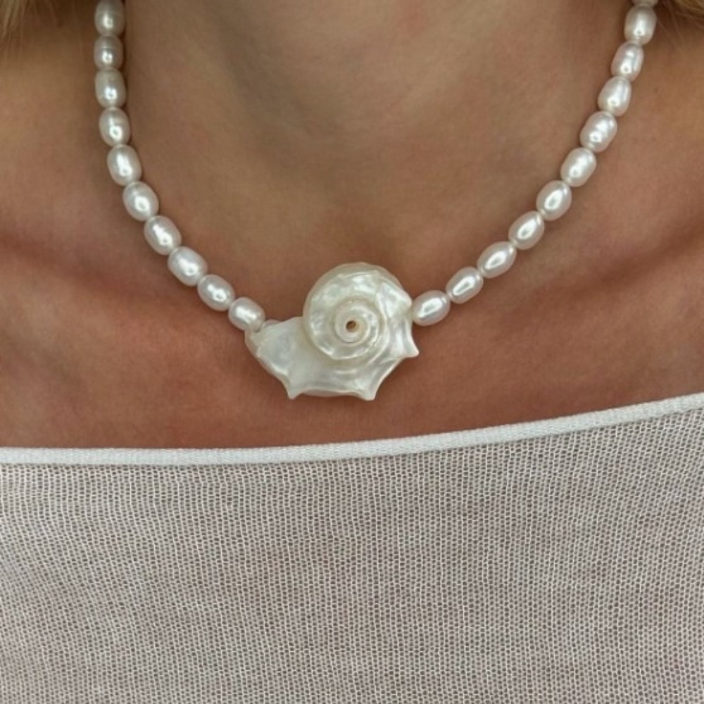 Pearl Choker Necklace Vintage - Vintage Bohemian Doğal kabuklu deniz hayvanı
