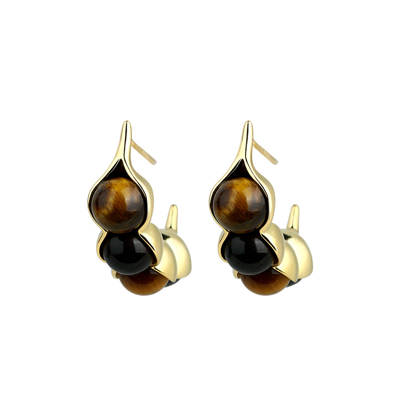 Earrings - Kaplan Gözü Pod Küpe Taş Gerçek