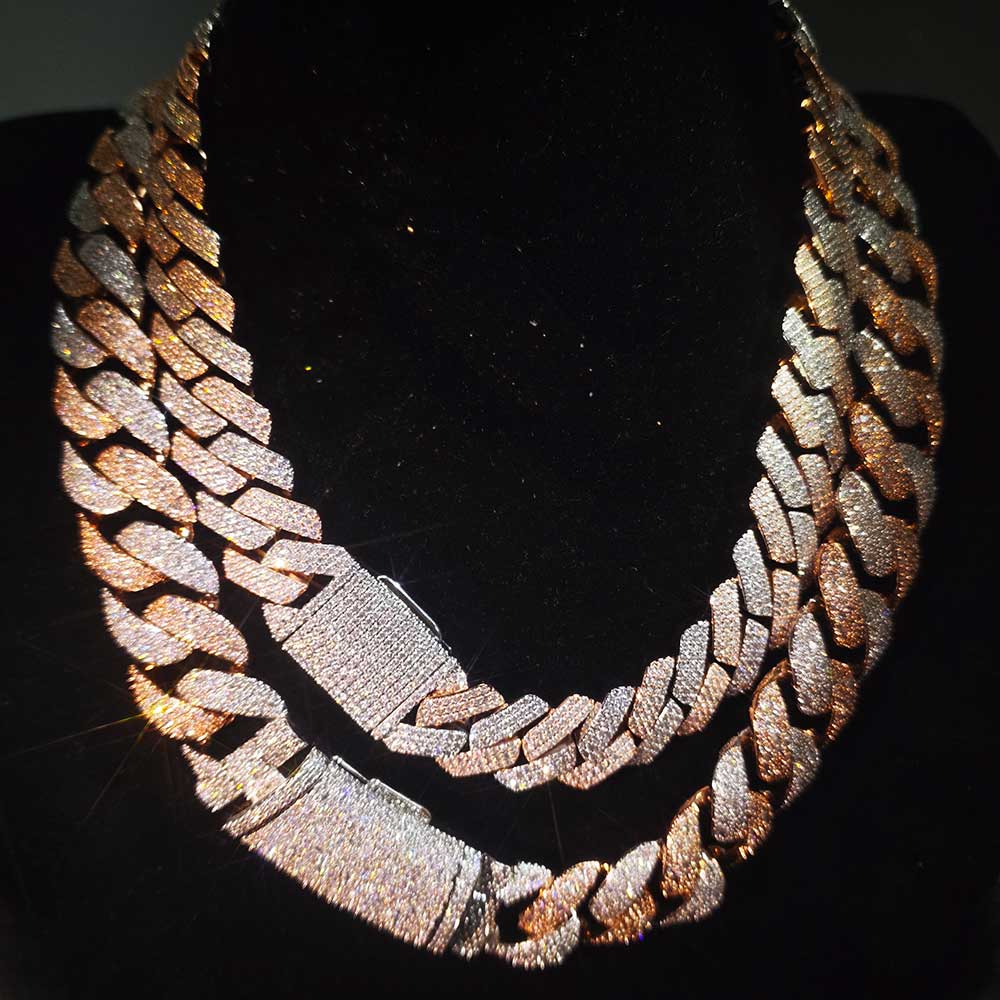 Cuban Link Chain 12Mm - Nuoya İki Renkli Mozaik Zincir Tam