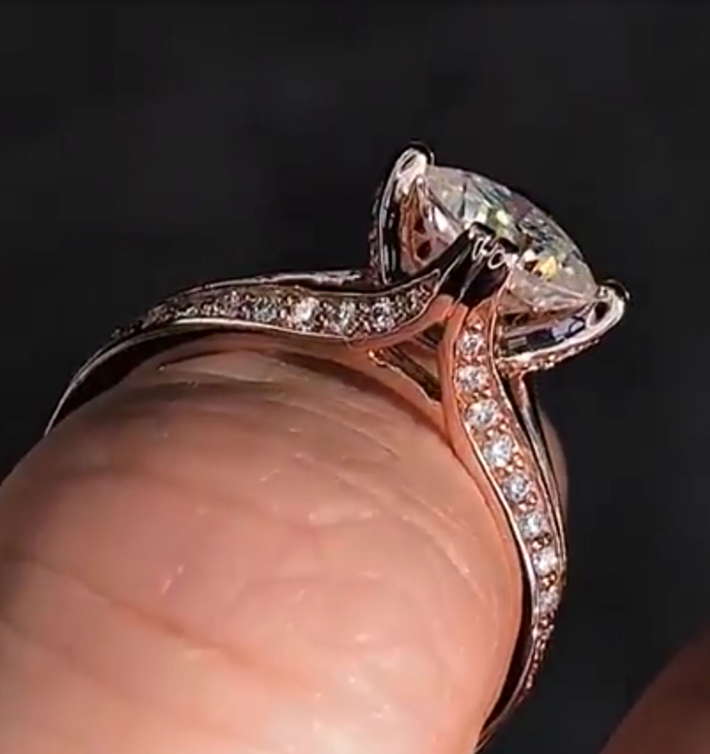Özel Katı 10 K Gül Altın Kadın - Moissanite Engagement Ring 1 Carat incelemesi ve fiyatı