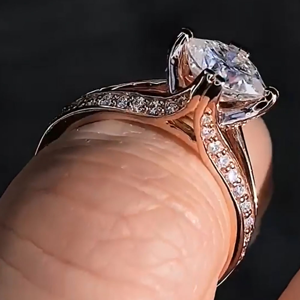 Özel Katı 10 K Gül Altın Kadın - Moissanite Engagement Ring 1 Carat incelemesi ve fiyatı