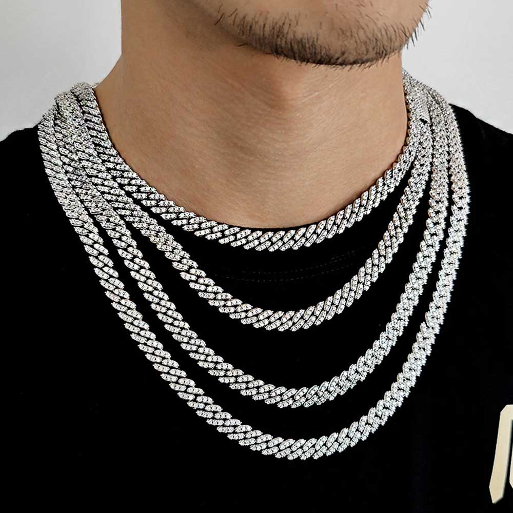 8MM1Row Zirkon Kadın Kolye Buz - Cuban Link Chain 12Mm incelemesi ve fiyatı