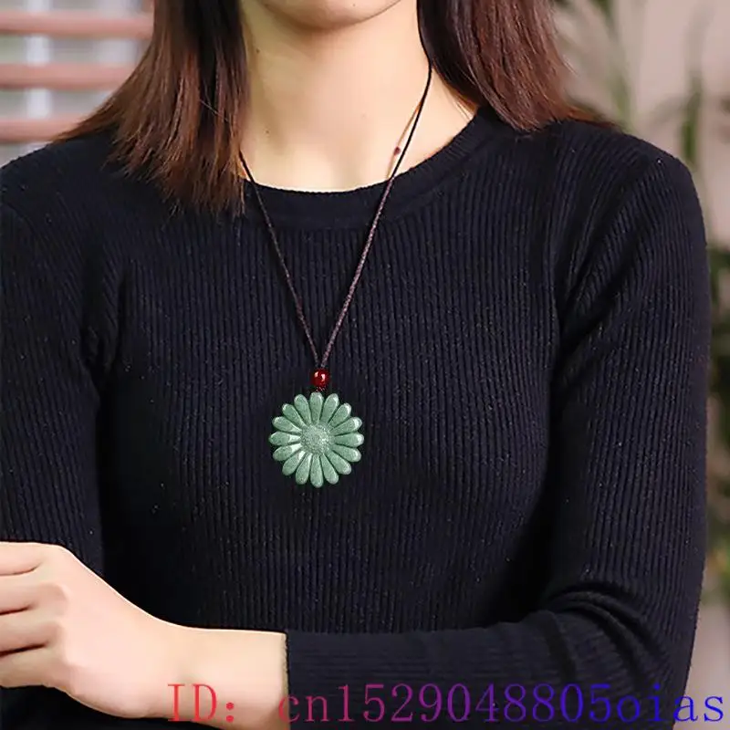 Yeşil Jadeite ayçiçeği kolye k - Necklaces incelemesi ve fiyatı