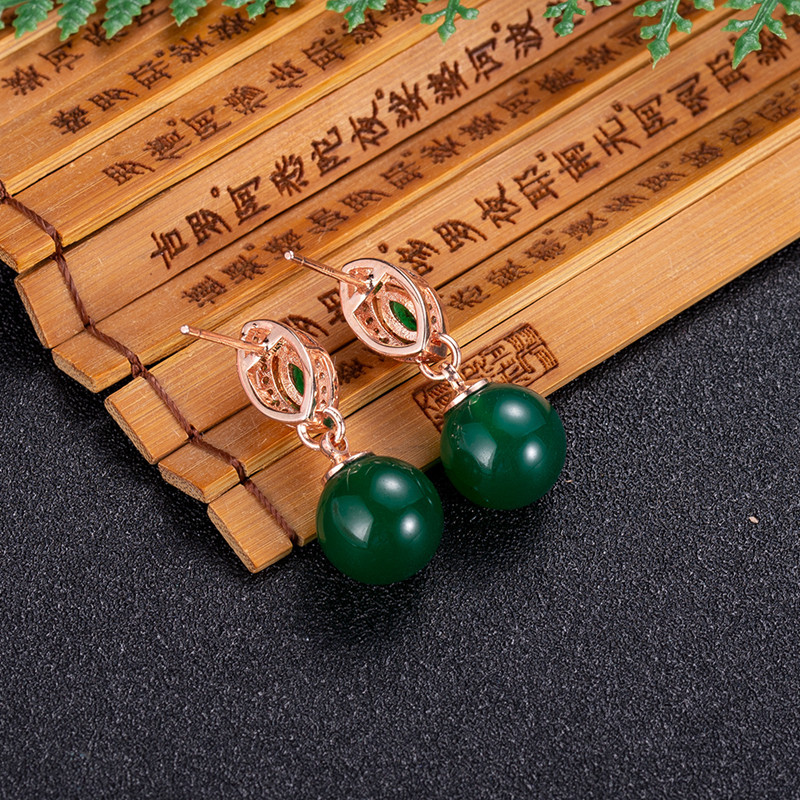 Doğal yeşim boncuk küpe moda a - Earrings incelemesi ve fiyatı
